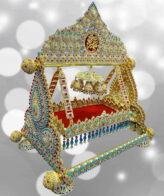 Shahzada Ali Asghar a.s With Red & Blue Zircon Stone Work Jhoolah